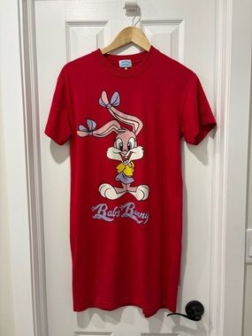 Tiny Toons Warner Bros Babs Bunny Long Sleep Tee women’s medium 90s red